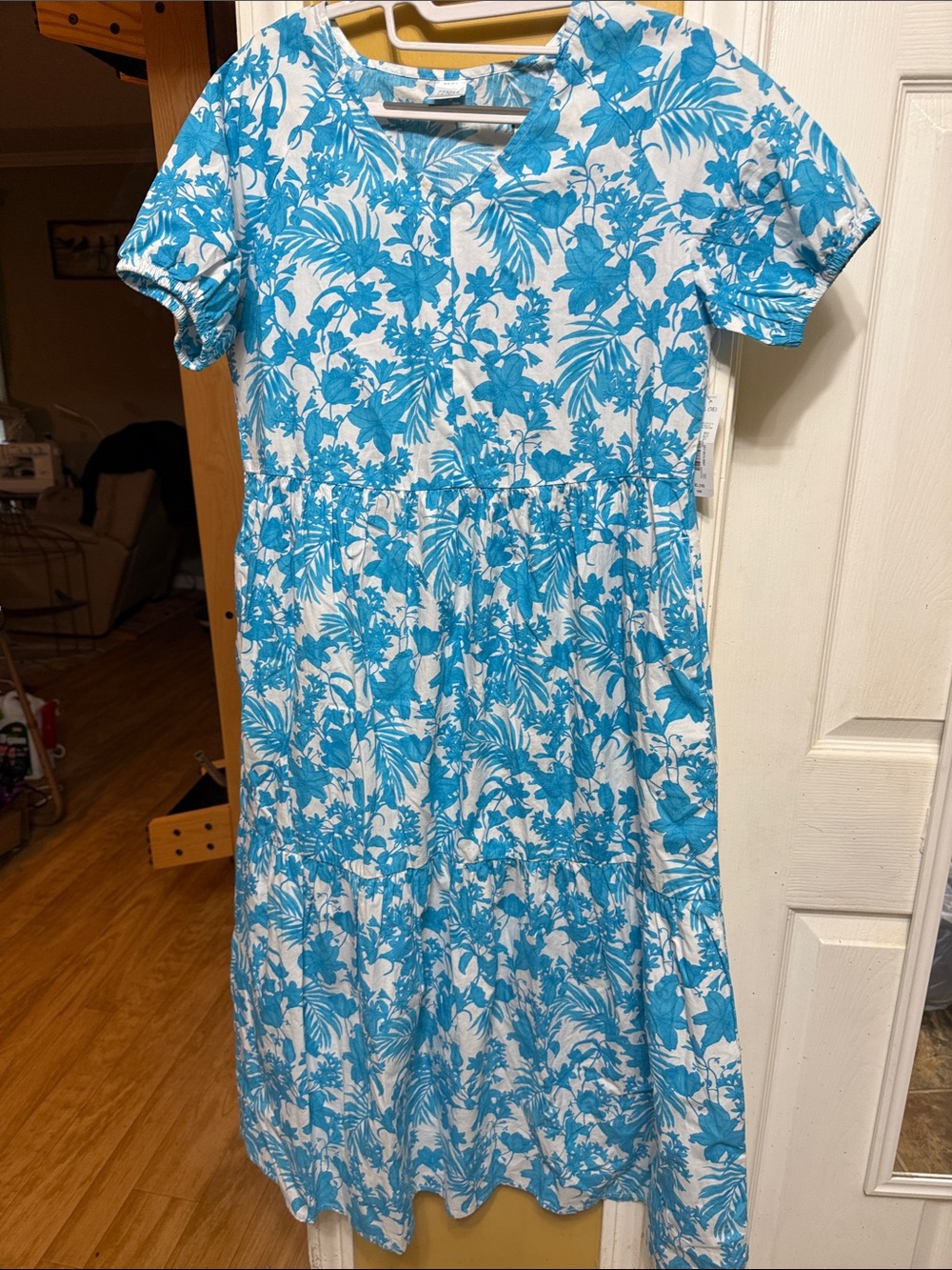 Blue Floral Midi Dress - Lightweight Summer Dress
